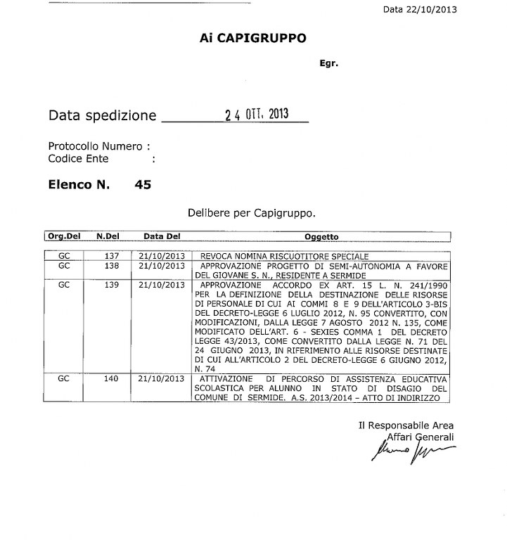 delibera 45 del 24 ottobre 2013 721x768