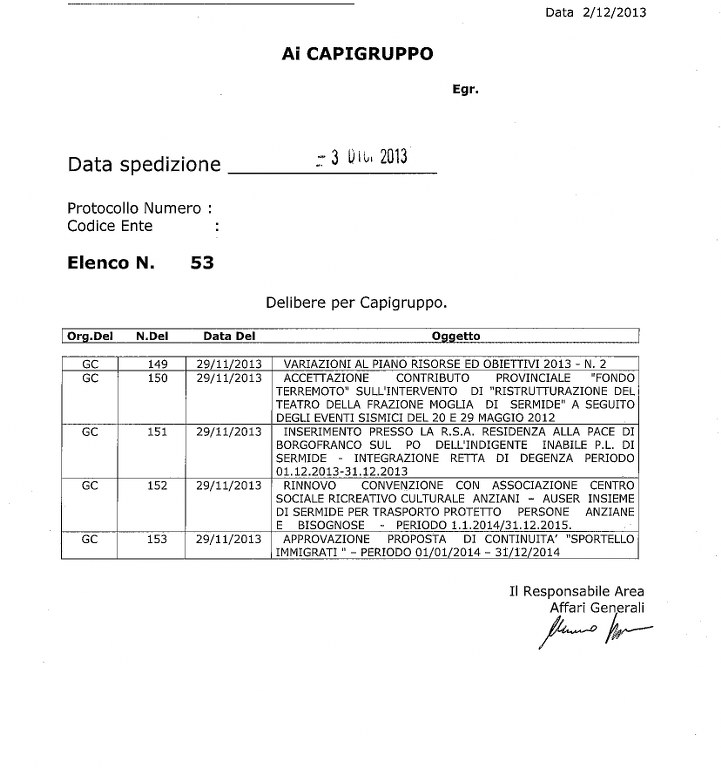 delibera 53 del 3 dicembre 2013