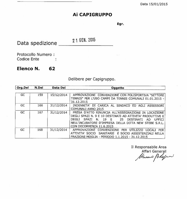 delibera 62 del 21 gennaio 2015 722x768